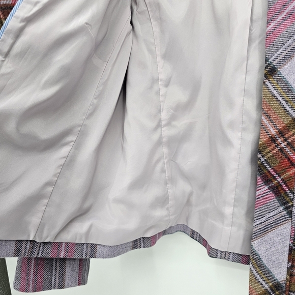 Lands' End Plaid Purple Green Wool Blend Academia Blazer Womens Size 12 - Picture 5 of 7